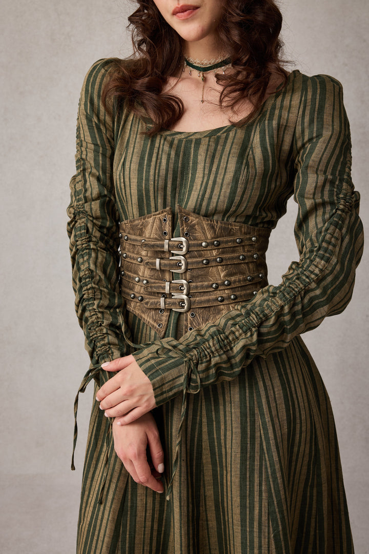 Leather underbust corset belt