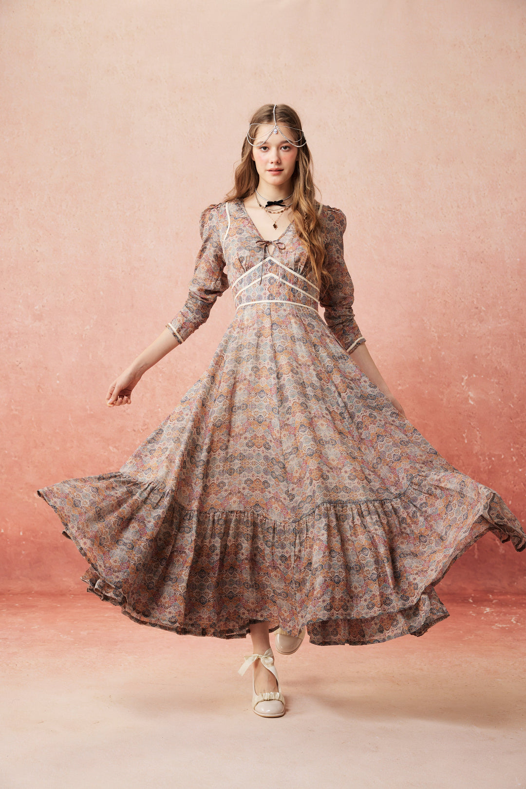 Chelse 19 |Longsleeved Linen Dress Gown