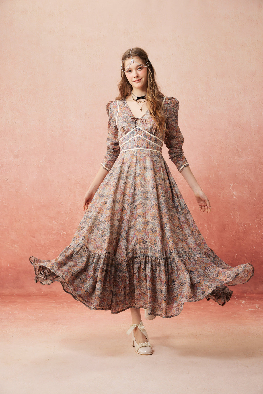 Chelse 19 |Longsleeved Linen Dress Gown