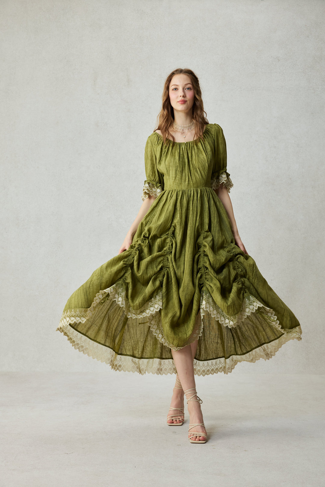 Elowen 27 | Lace Linen dress gown ( 2 way to wear )
