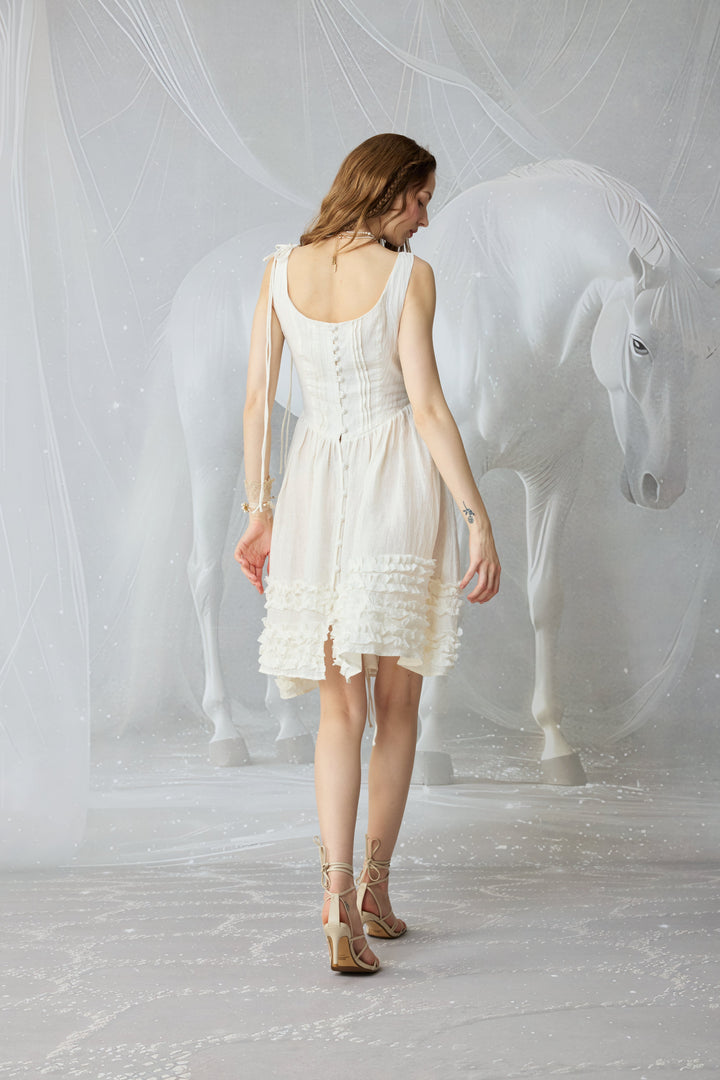 Wearable Poetry 17 | Ruffled linen dress & skirt （2 pieces)