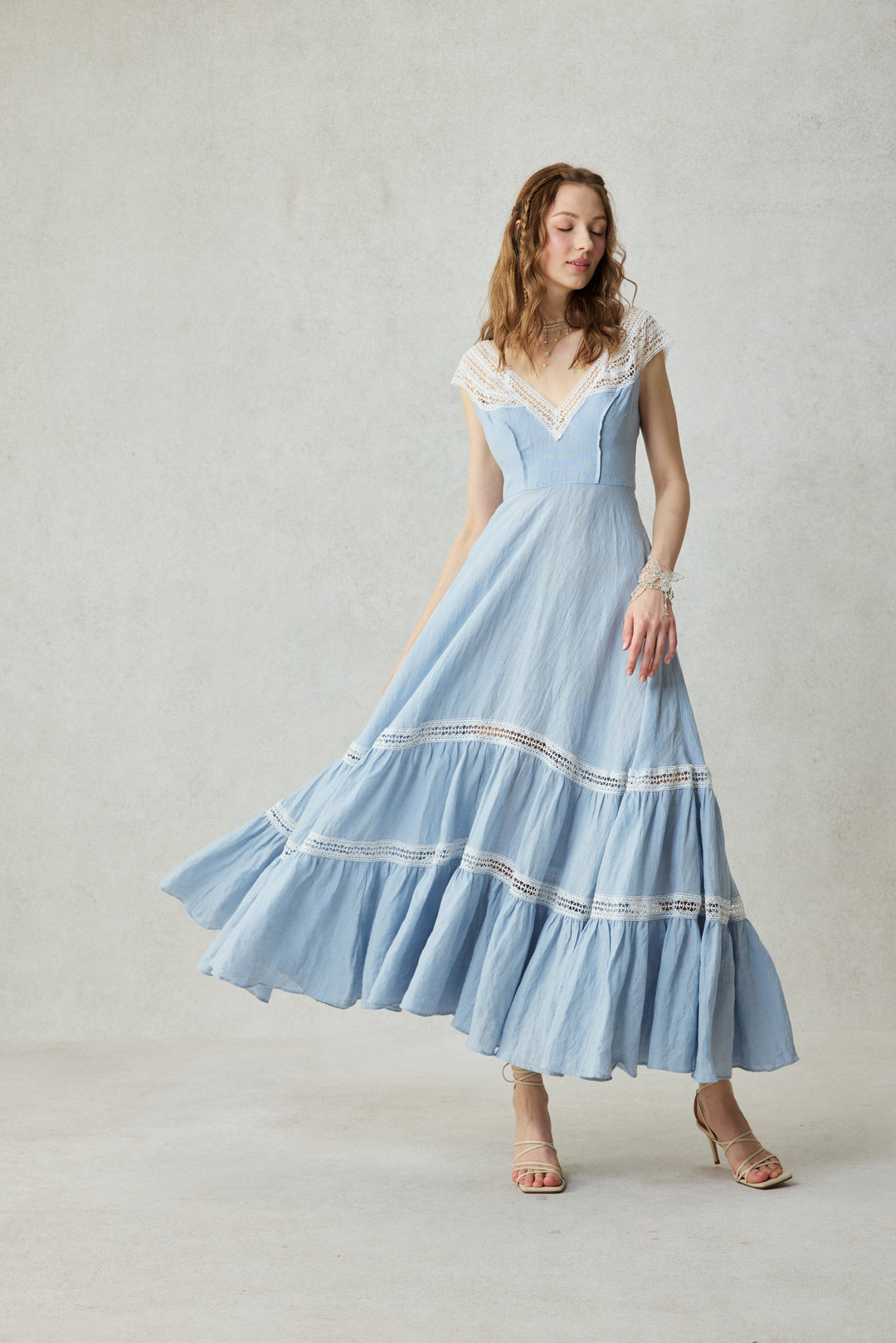 Cherry Tree 25 | Lace Linen flared dress