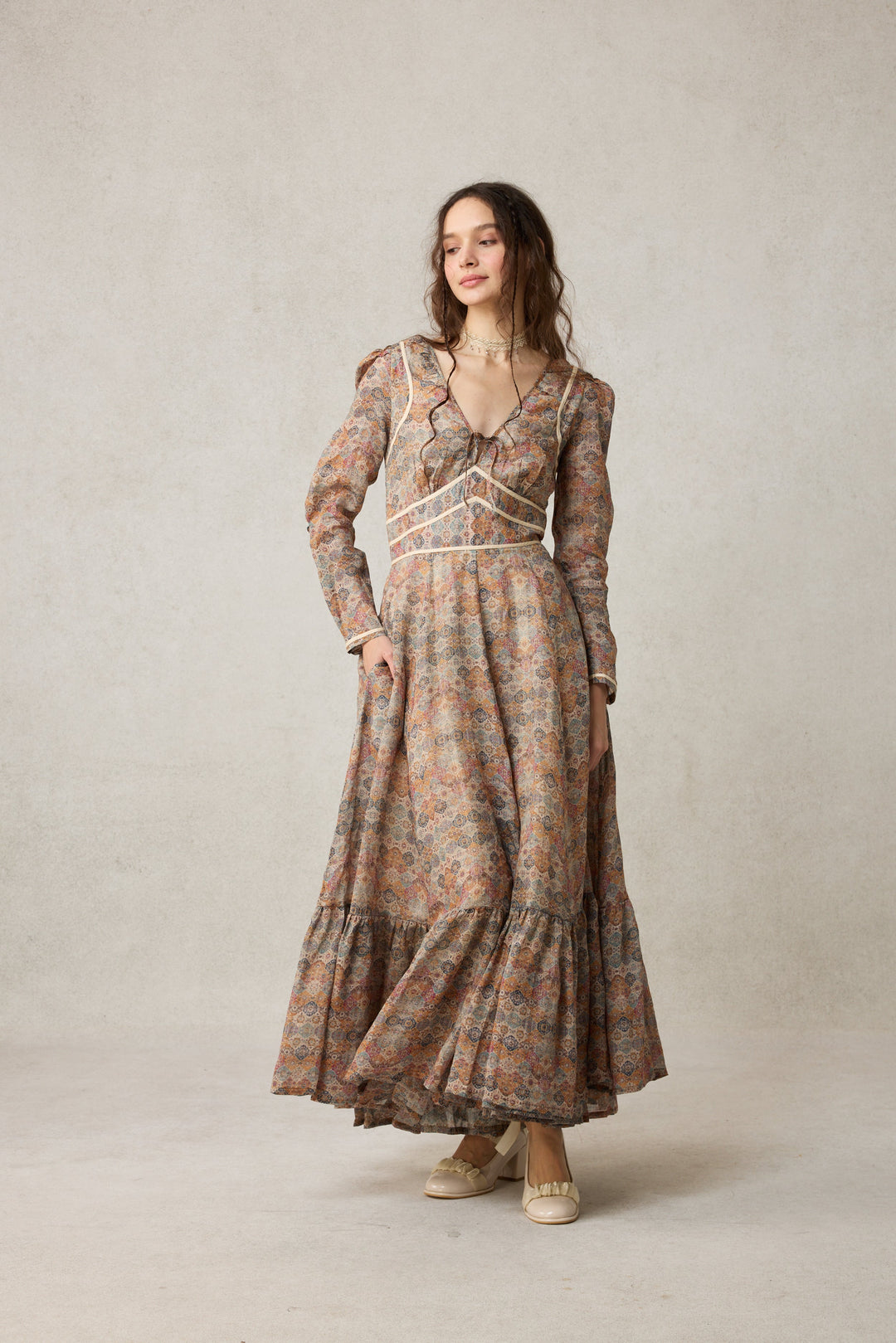 Chelse 19 |Longsleeved Linen Dress Gown