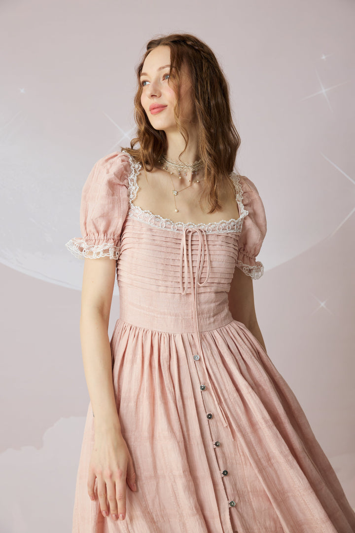 Monet Haze 26 | Fairy layered Linen Dress with pintucks