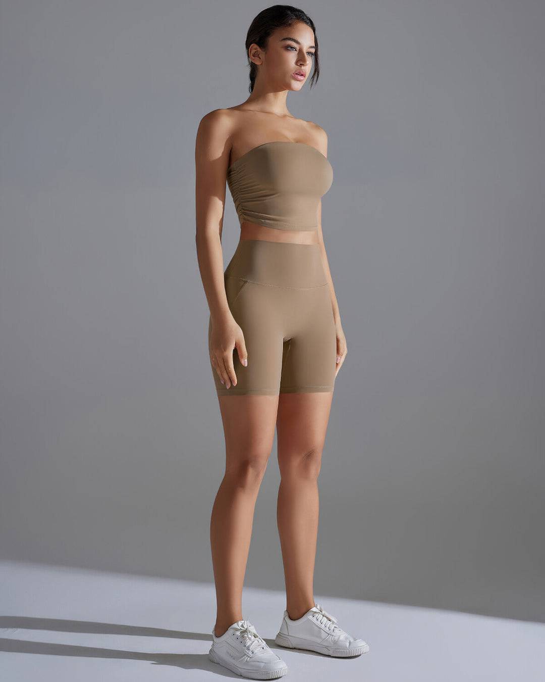 Bianca Ruched Crop Top - Brown