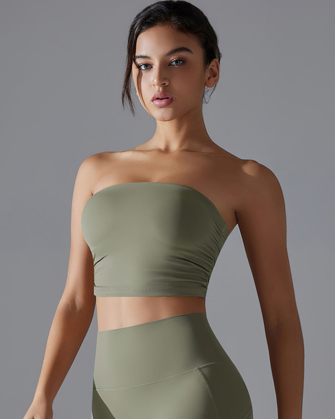 Bianca Ruched Crop Top - Green