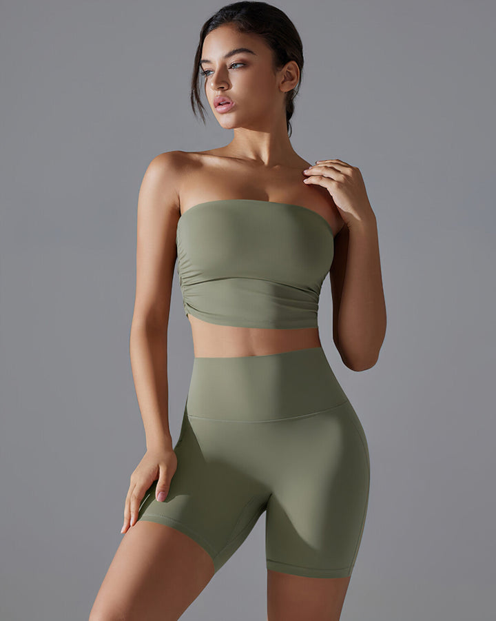 Bianca Ruched Crop Top - Green