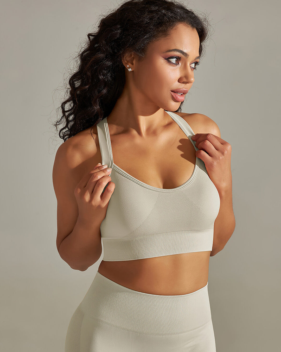 Cleo Crossback Sports Bra - Light Grey