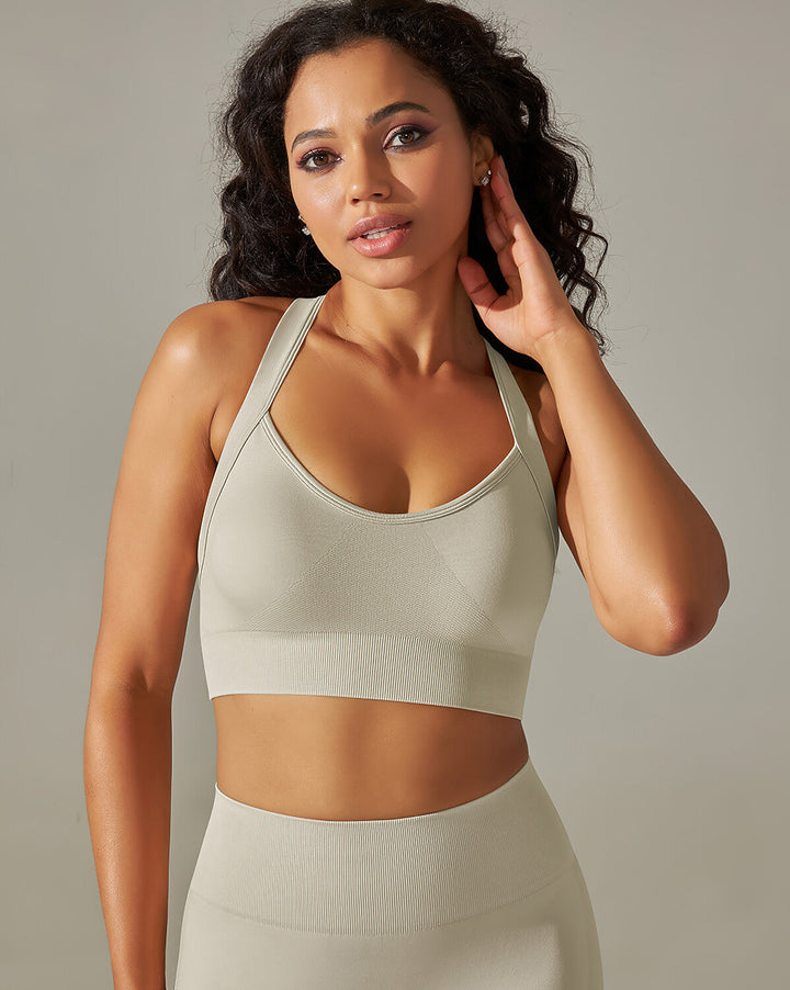 Cleo Crossback Sports Bra - Light Grey