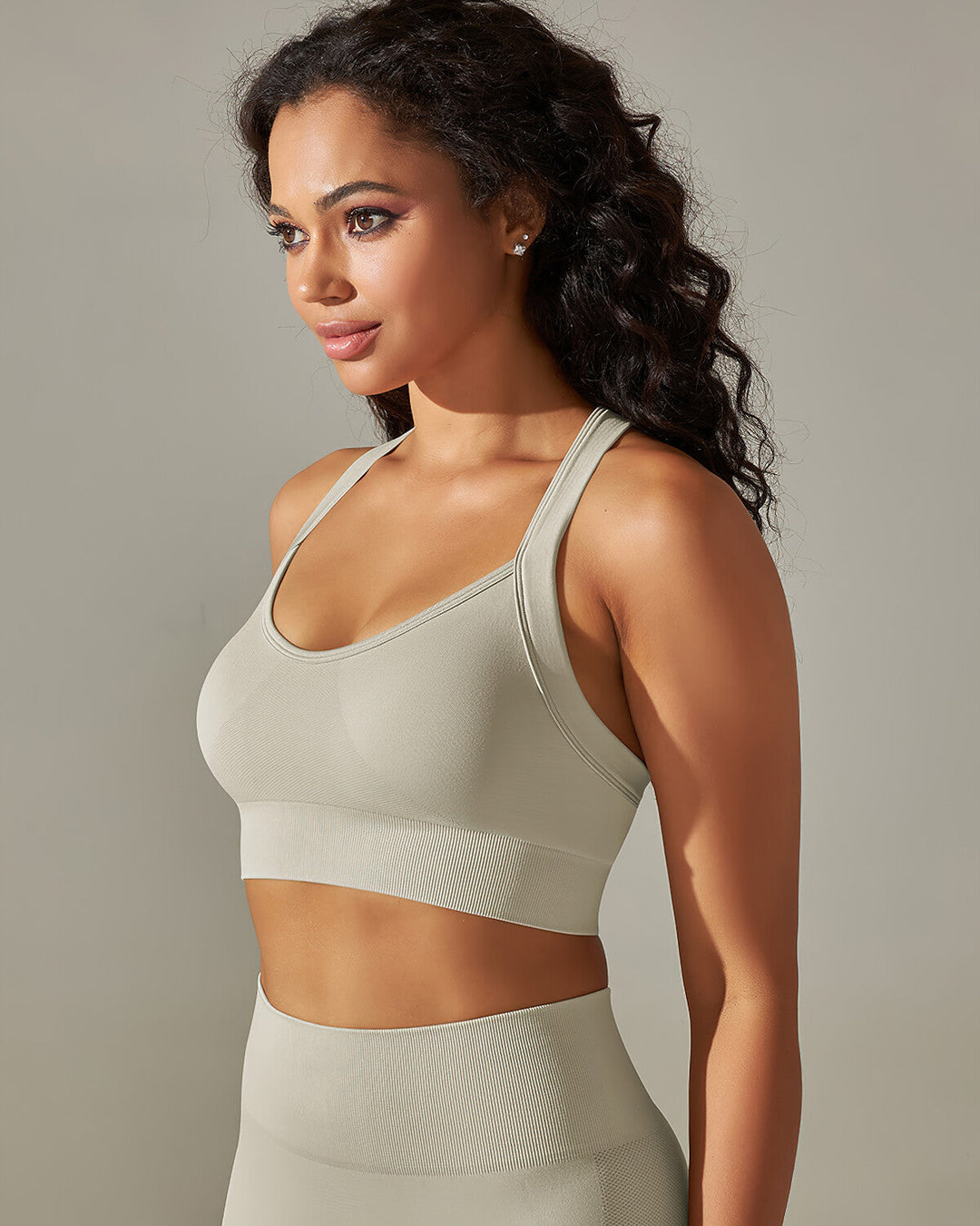Cleo Crossback Sports Bra - Light Grey