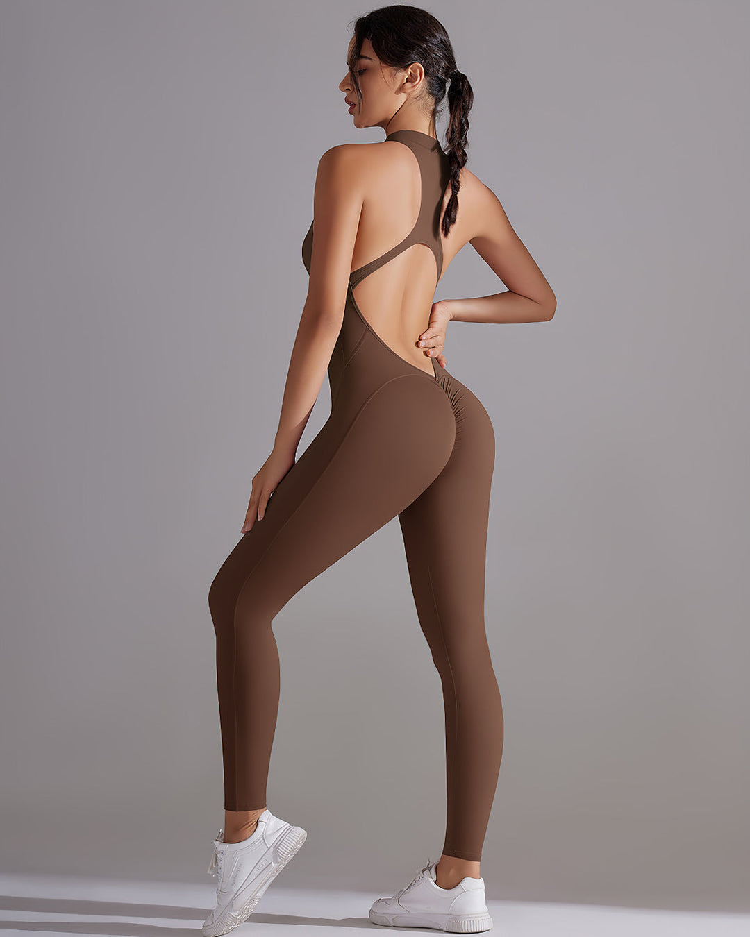 Coralie Seamless Scrunch Jumpsuit - Chocolate