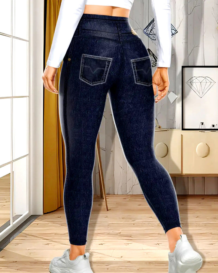 Denim Delight Leggings - Charcoal