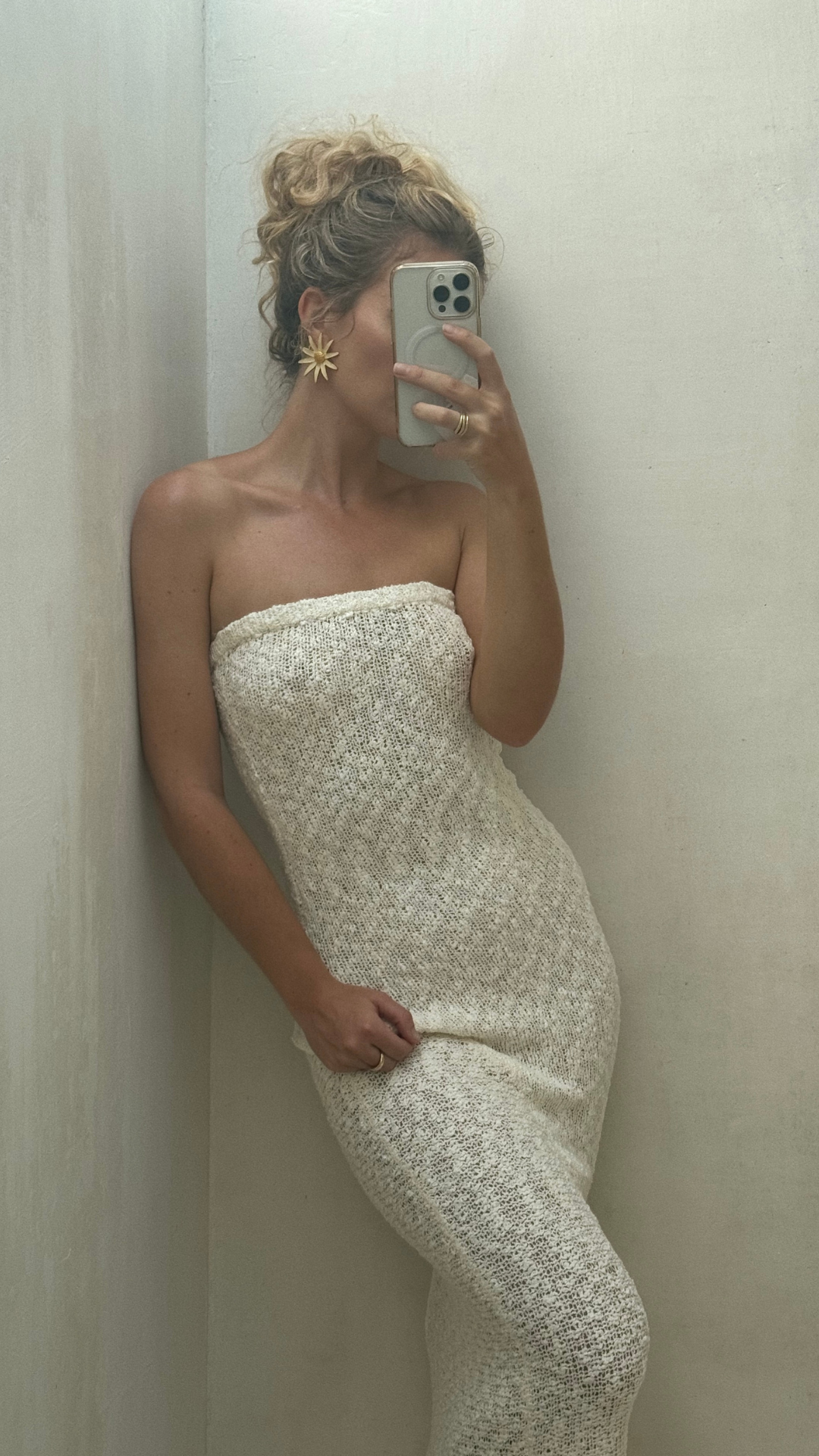 ELV KNIT DRESS creme