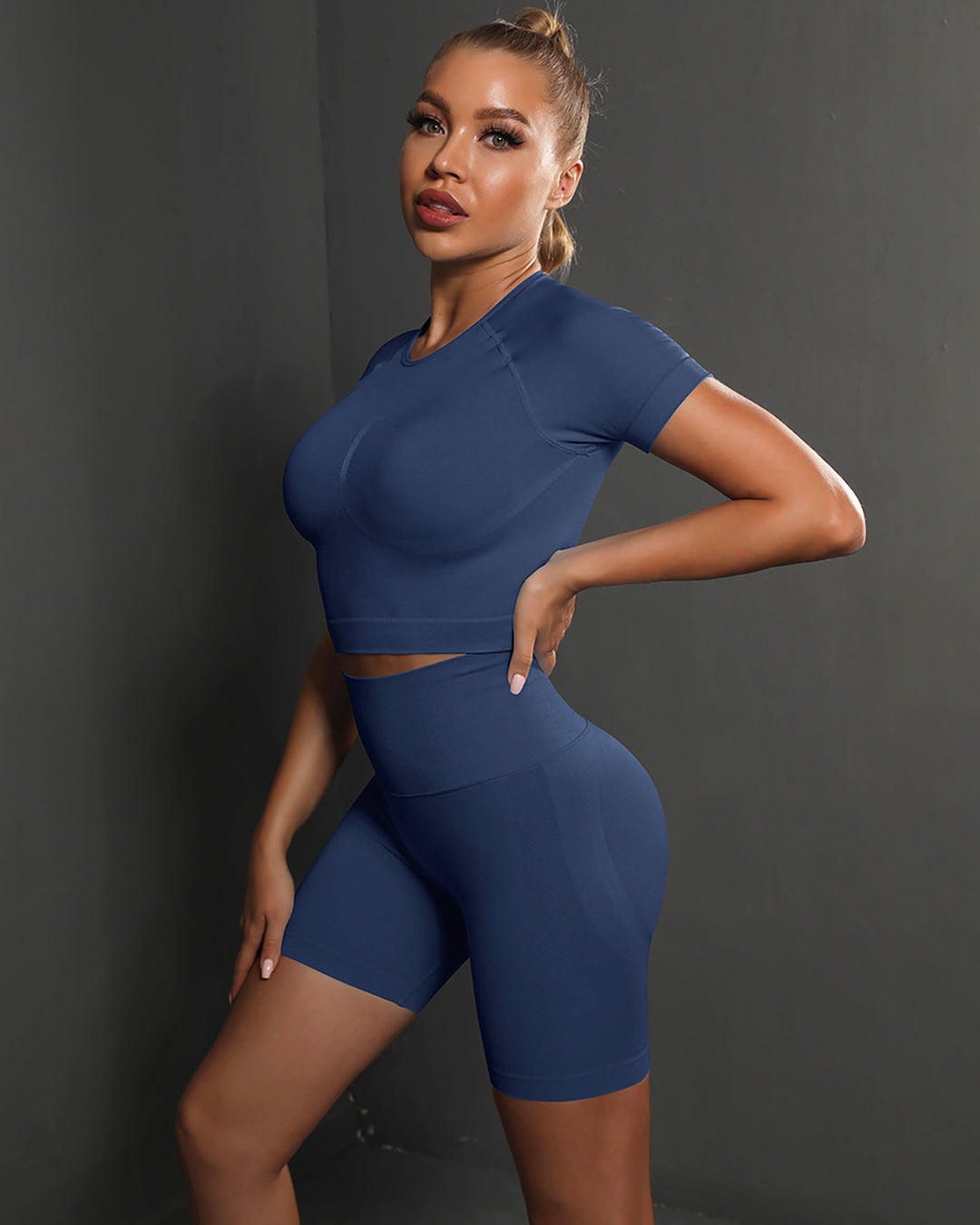 Ella Crop Top - Navy Blue