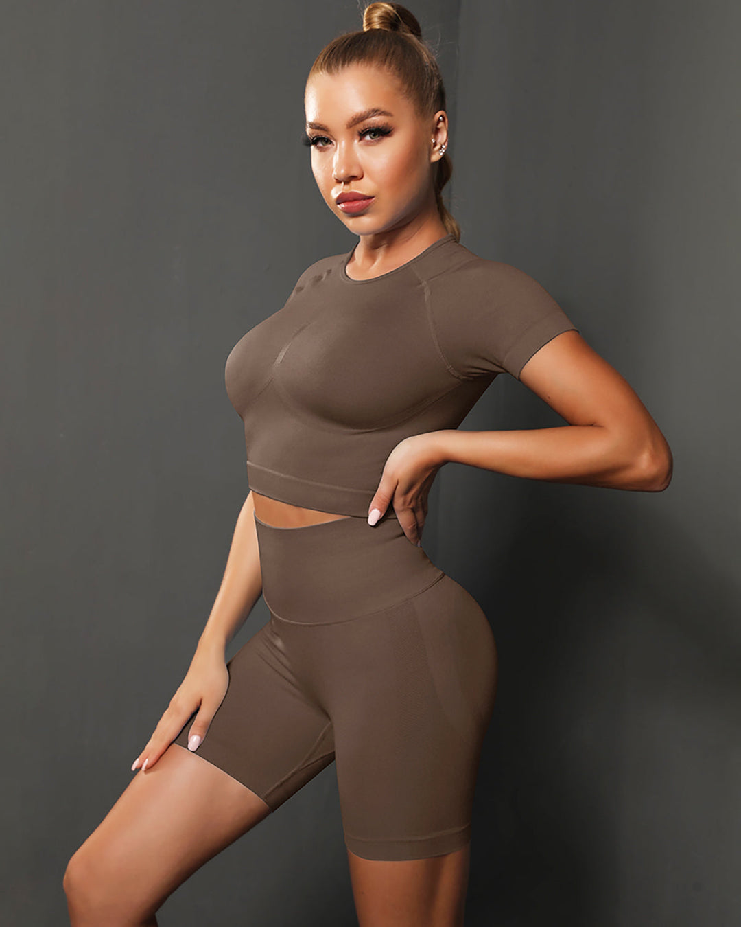 Ella Seamless Shorts - Brown