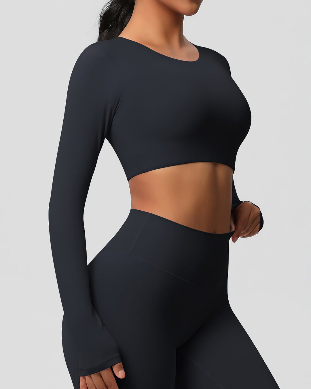 Gwen Cropped Long Sleeve - Black