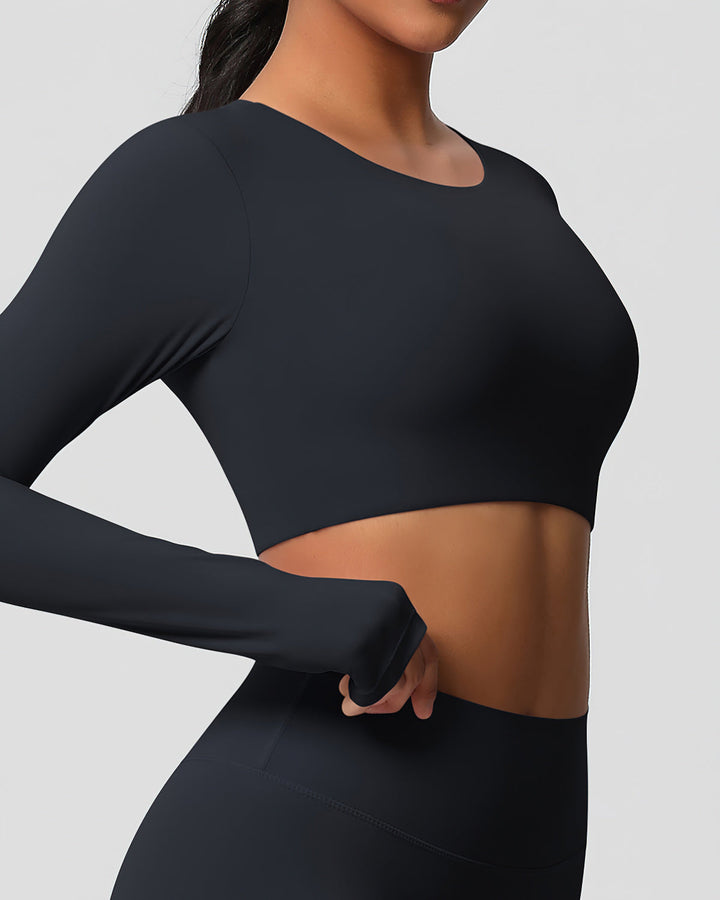 Gwen Cropped Long Sleeve - Black