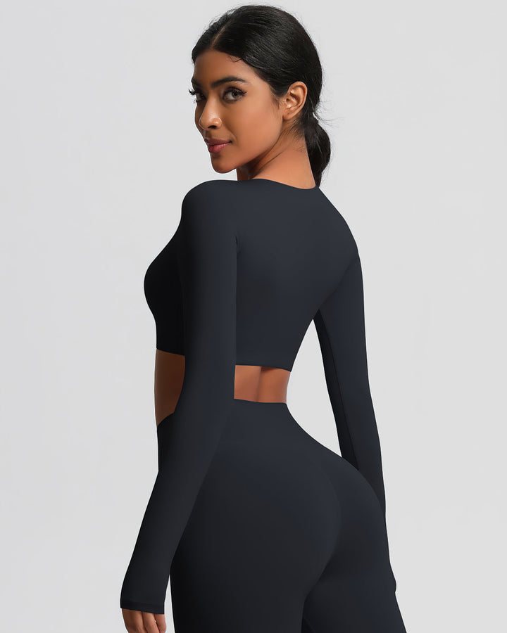 Gwen Cropped Long Sleeve - Black