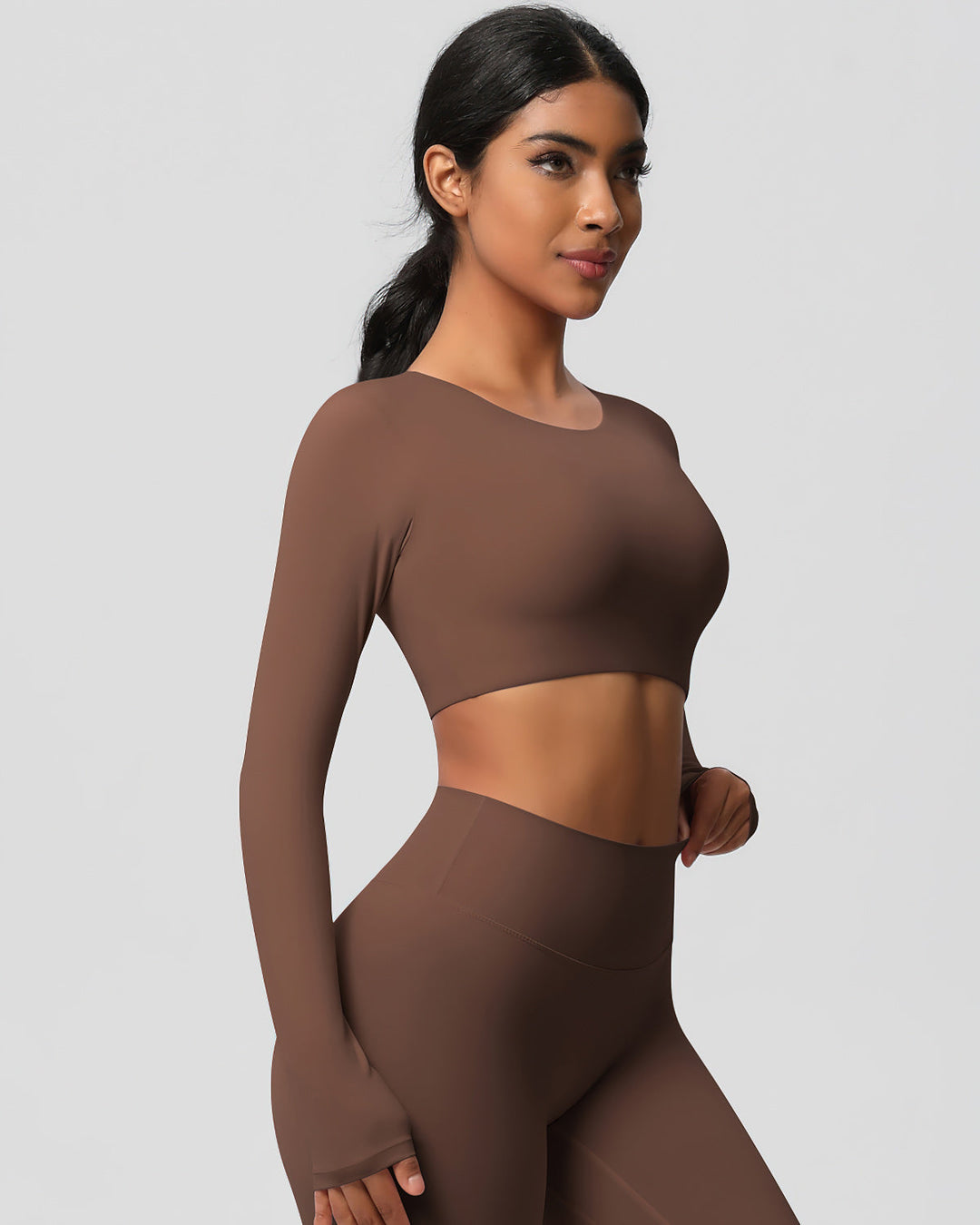 Gwen Cropped Long Sleeve - Brown