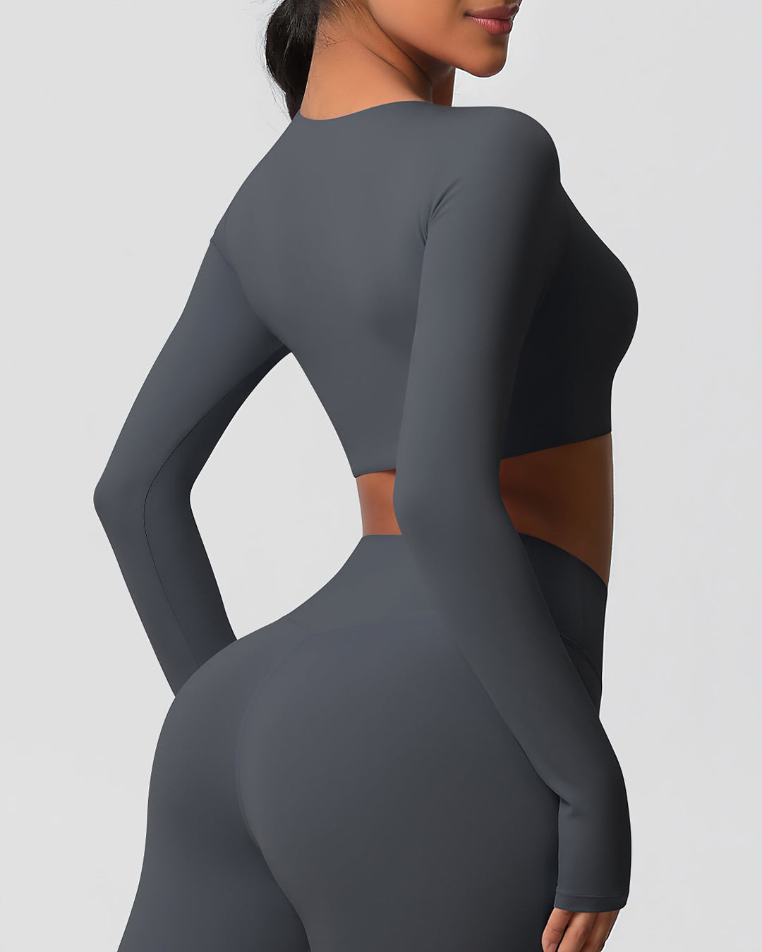 Gwen Cropped Long Sleeve - Dark Grey