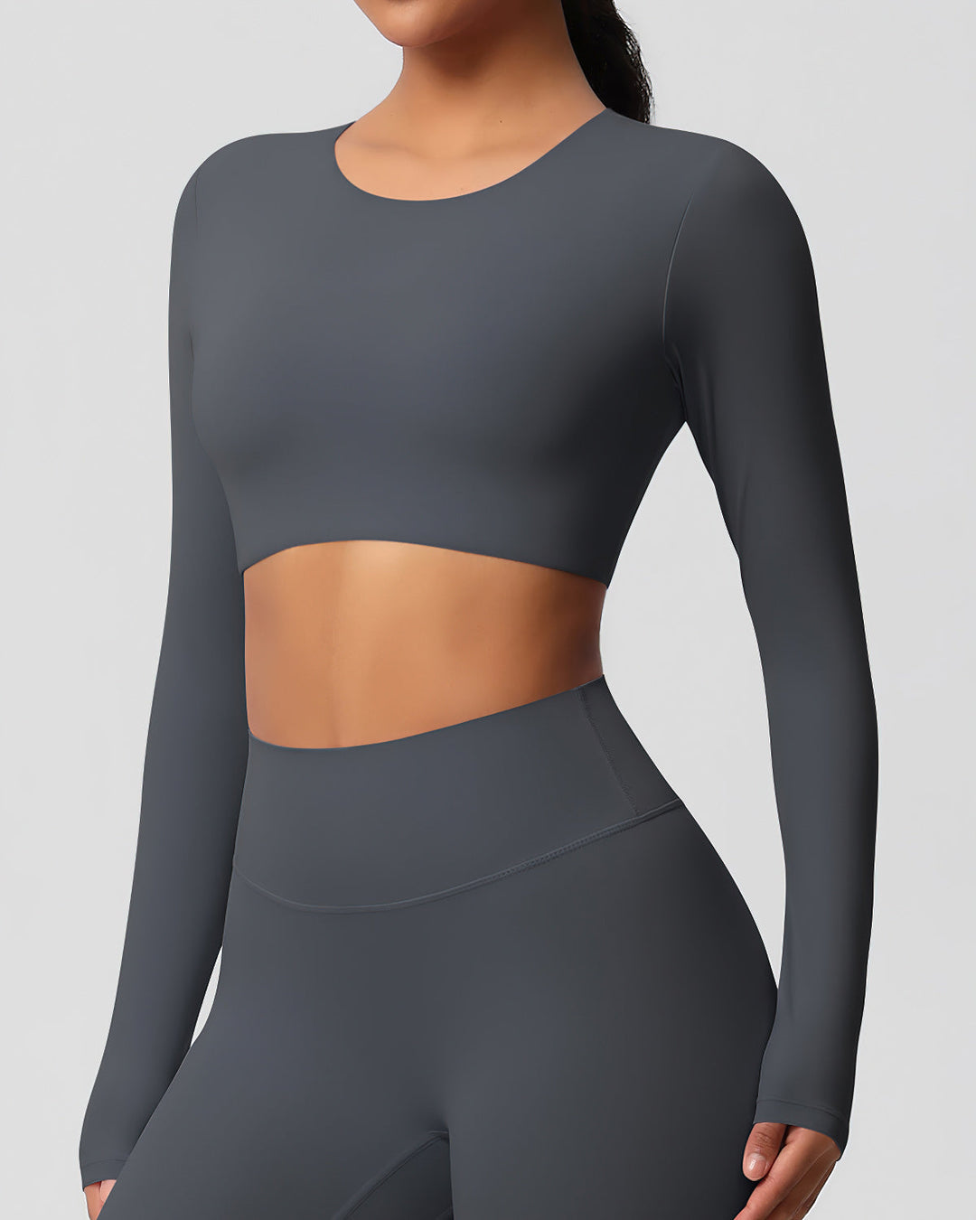 Gwen Cropped Long Sleeve - Dark Grey