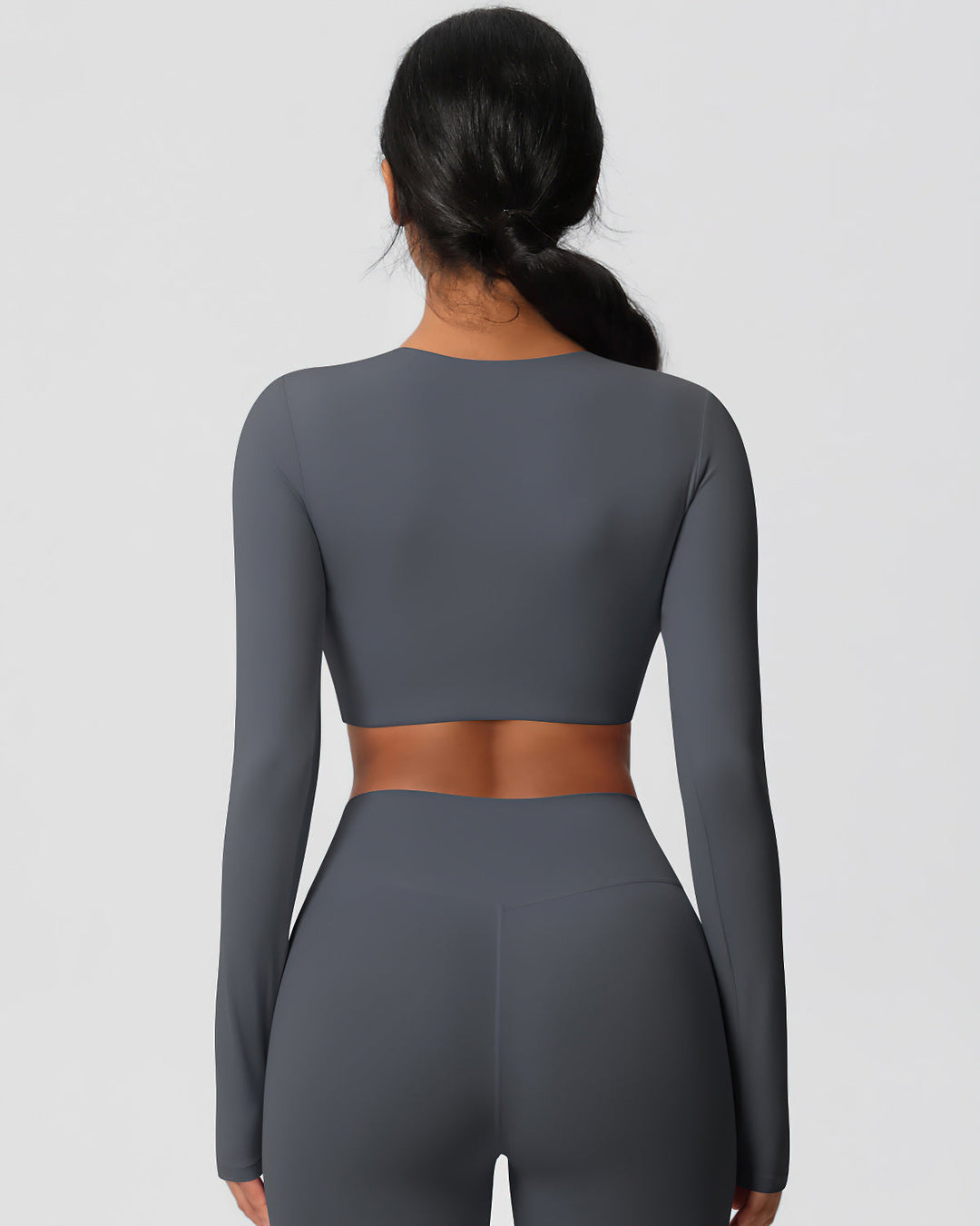 Gwen Cropped Long Sleeve - Dark Grey