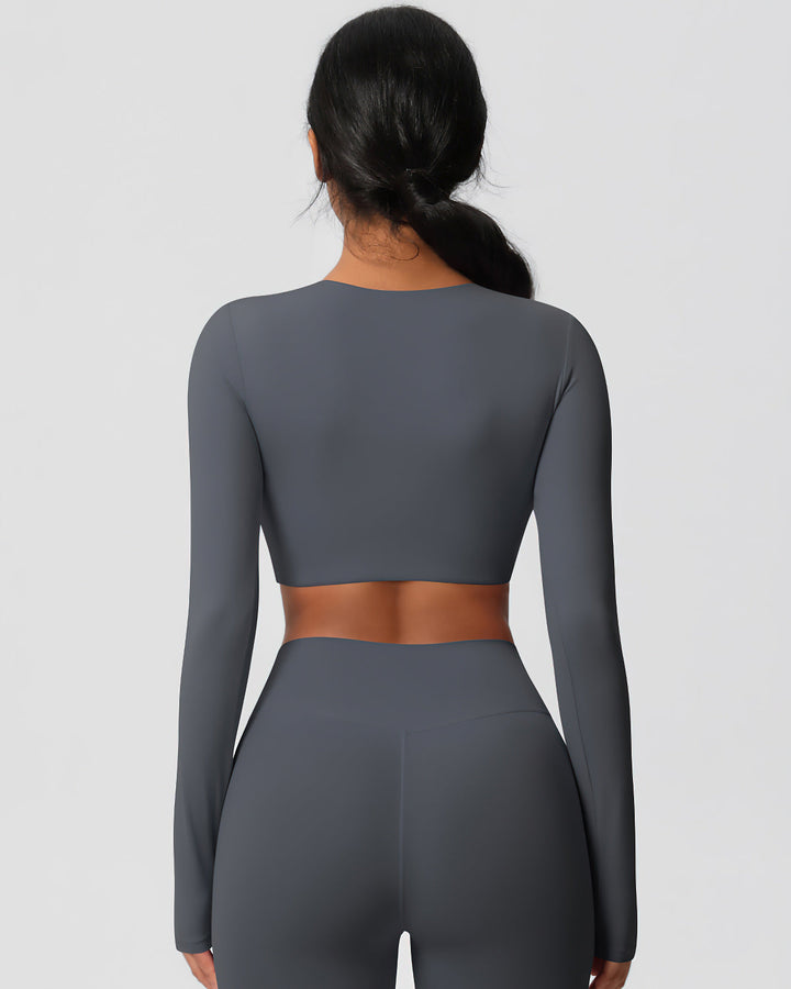 Gwen Cropped Long Sleeve - Dark Grey