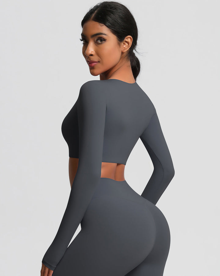 Gwen Cropped Long Sleeve - Dark Grey