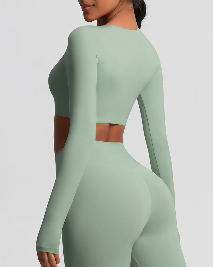 Gwen Cropped Long Sleeve - Sage Green