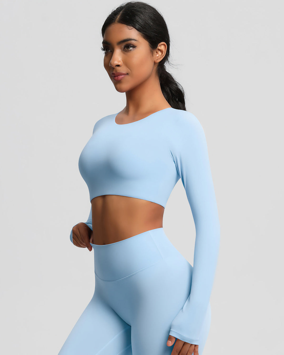 Gwen Cropped Long Sleeve - Sky Blue