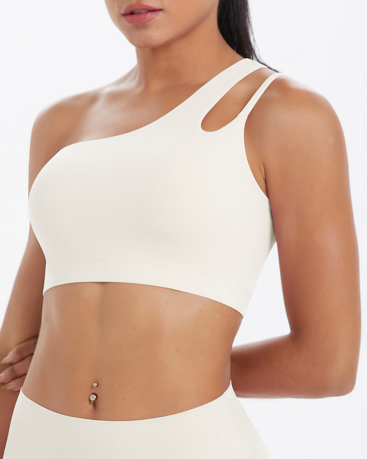 Gwen One-Shoulder Sports Bra - Cloud