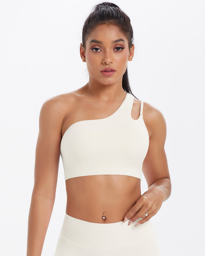 Gwen One-Shoulder Sports Bra - Cloud