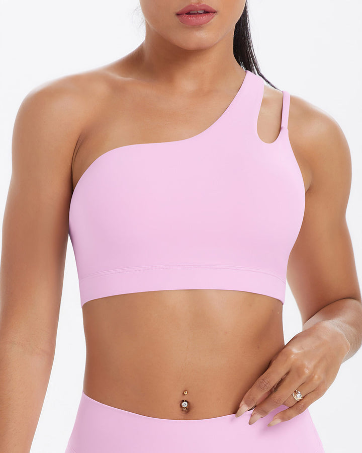 Gwen One-Shoulder Sports Bra - Pink