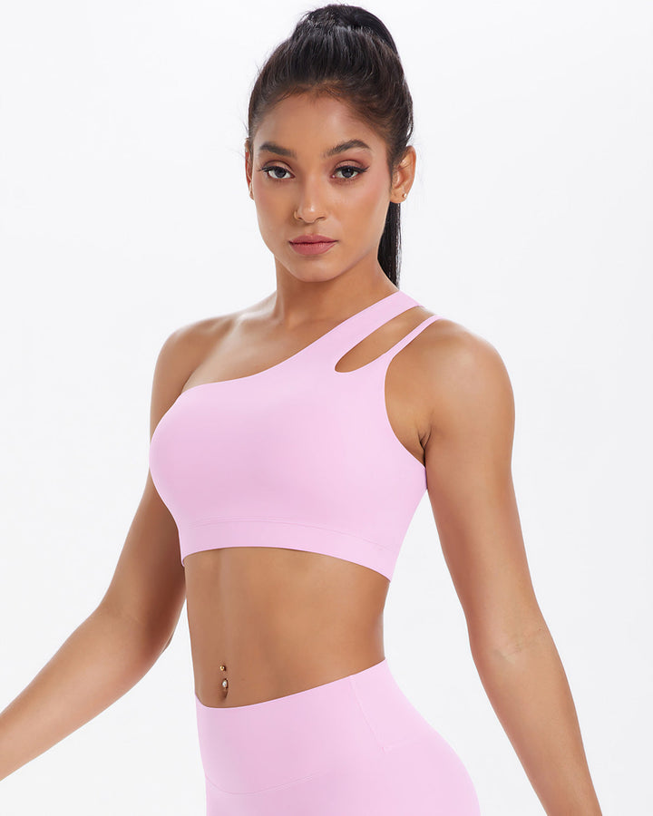 Gwen One-Shoulder Sports Bra - Pink