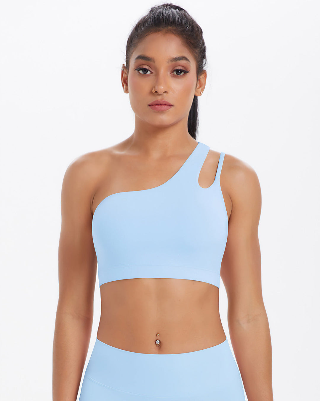 Gwen One-Shoulder Sports Bra - Sky Blue
