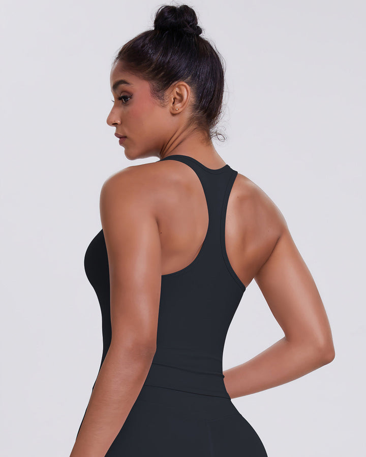 Gwen T-Back Top - Black
