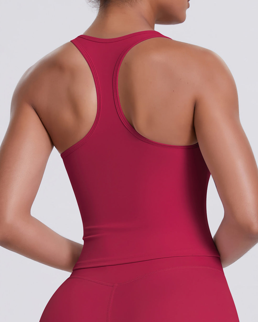 Gwen T-Back Top - Carmine