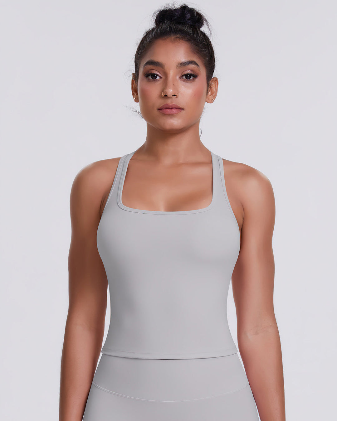 Gwen T-Back Top - Light Grey