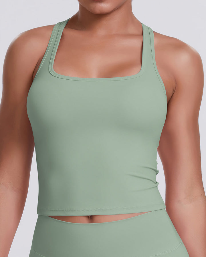 Gwen T-Back Top - Sage Green