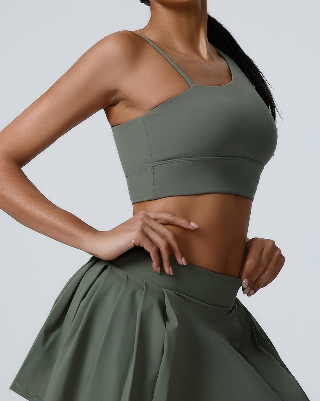 Heloise One-Shoulder Sports Bra - Green