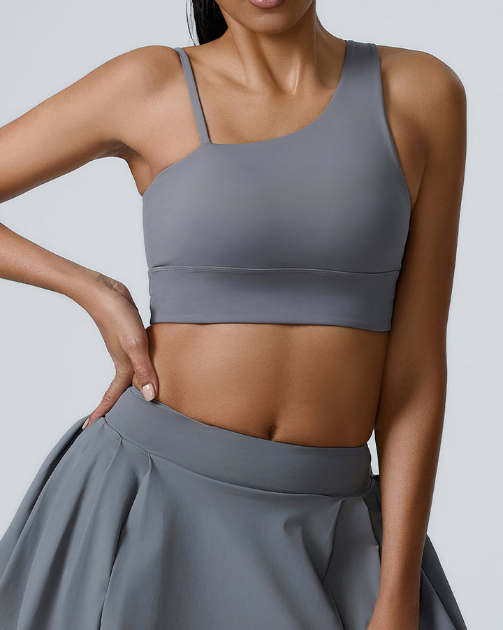 Heloise One-Shoulder Sports Bra - Grey