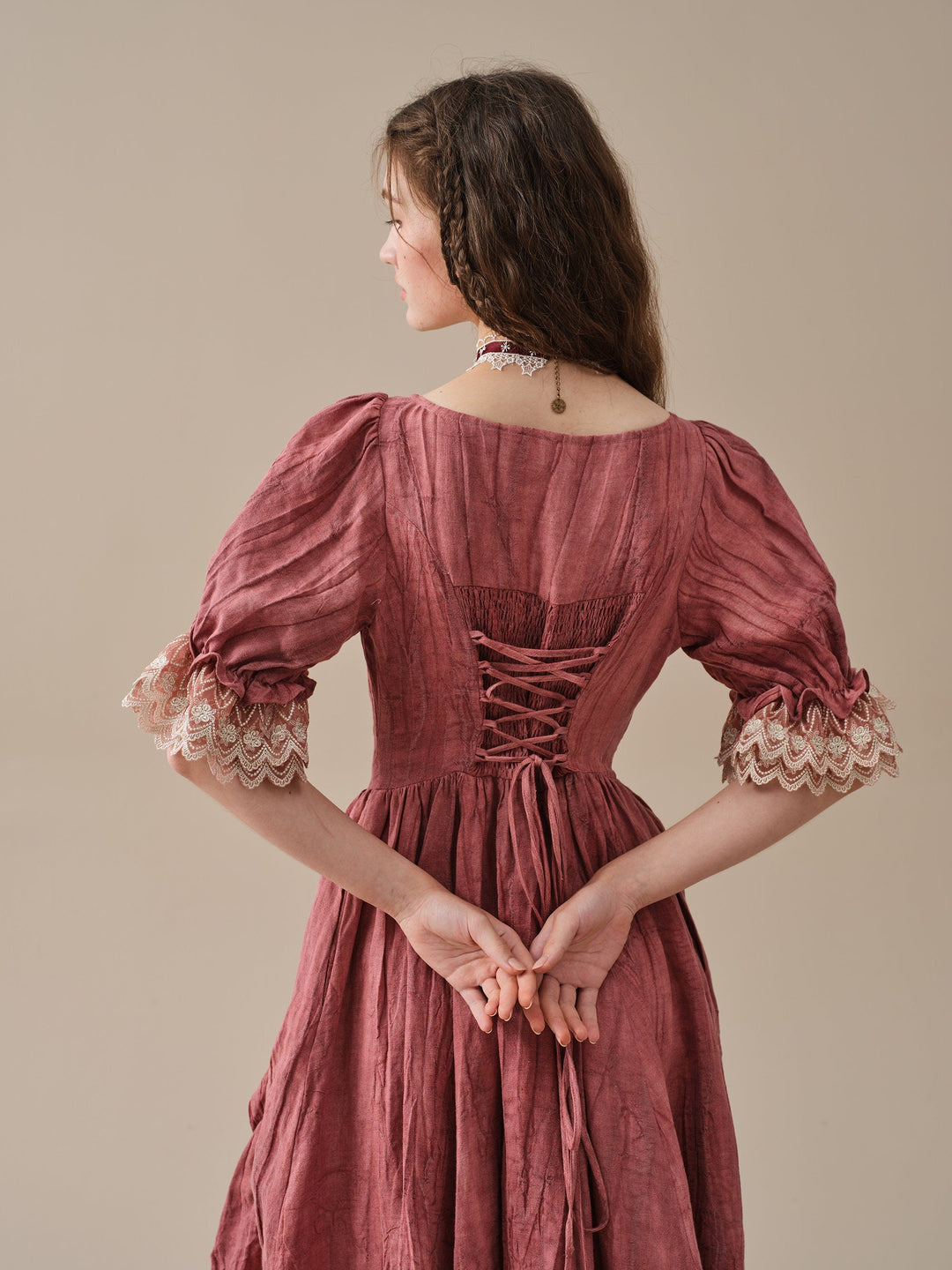 Elowen 27 | Lace Linen dress gown ( 2 way to wear )