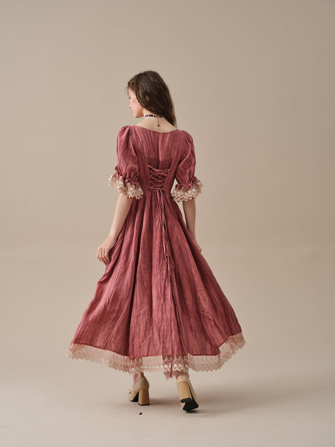 Elowen 27 | Lace Linen dress gown ( 2 way to wear )