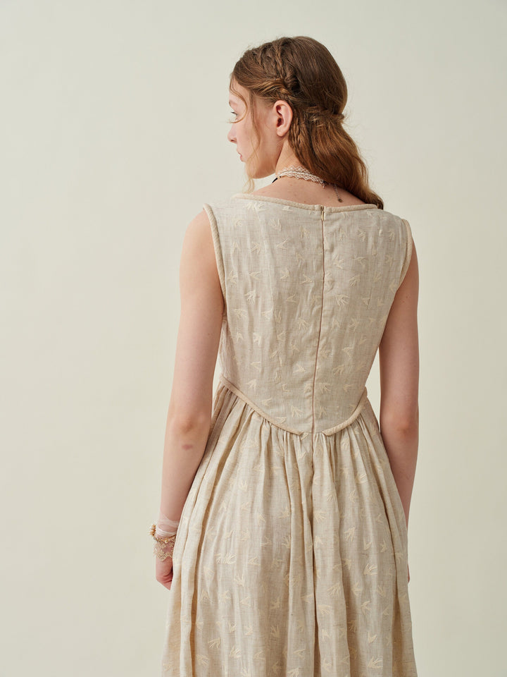 Anis 23 | Lace-up Jacquard Linen Corset Dress