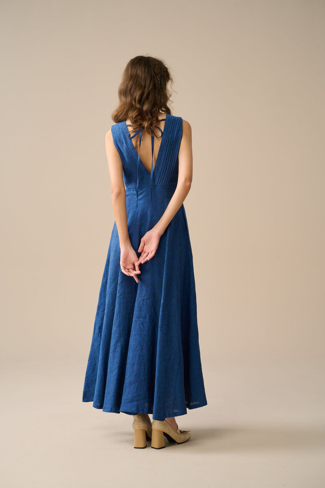 Rebecca 18 | Pleated Maxi Linen Dress