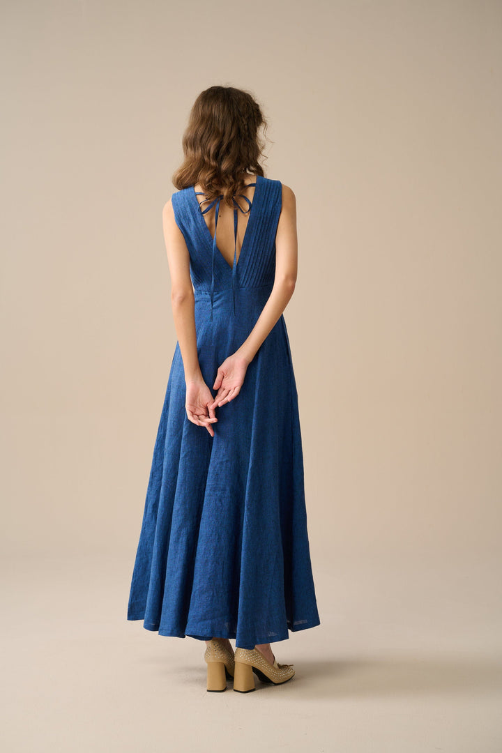Rebecca 18 | Pleated Maxi Linen Dress