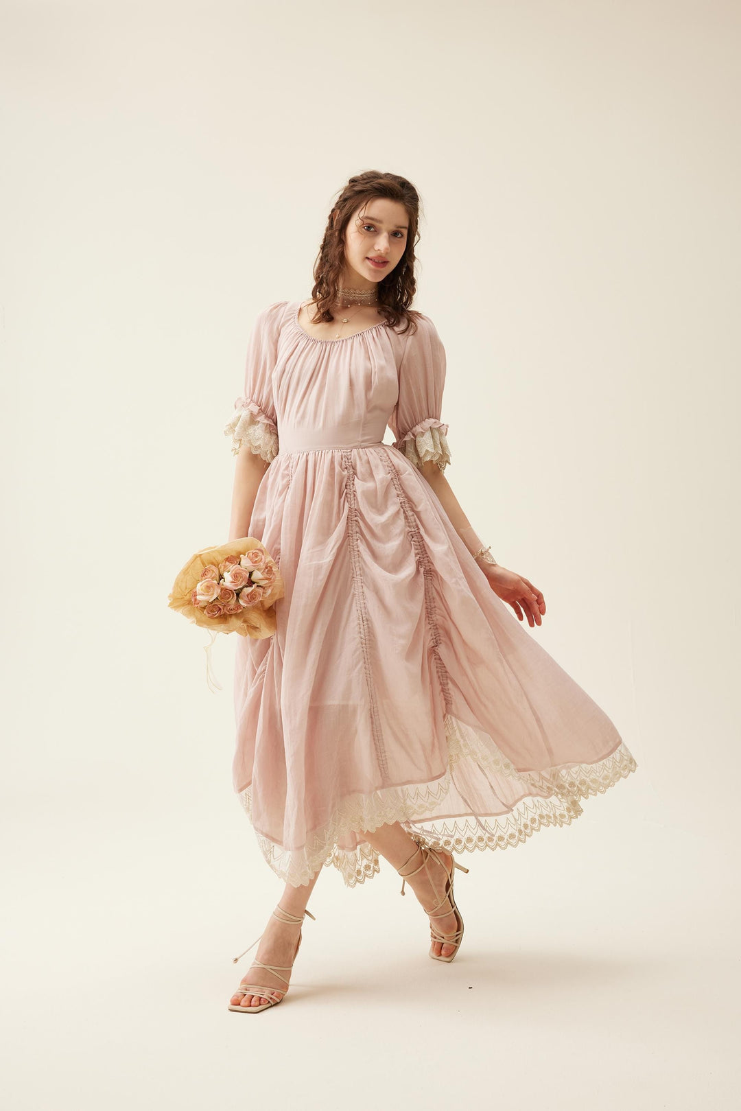 Elowen 27 | Lace Linen dress gown ( 2 way to wear )