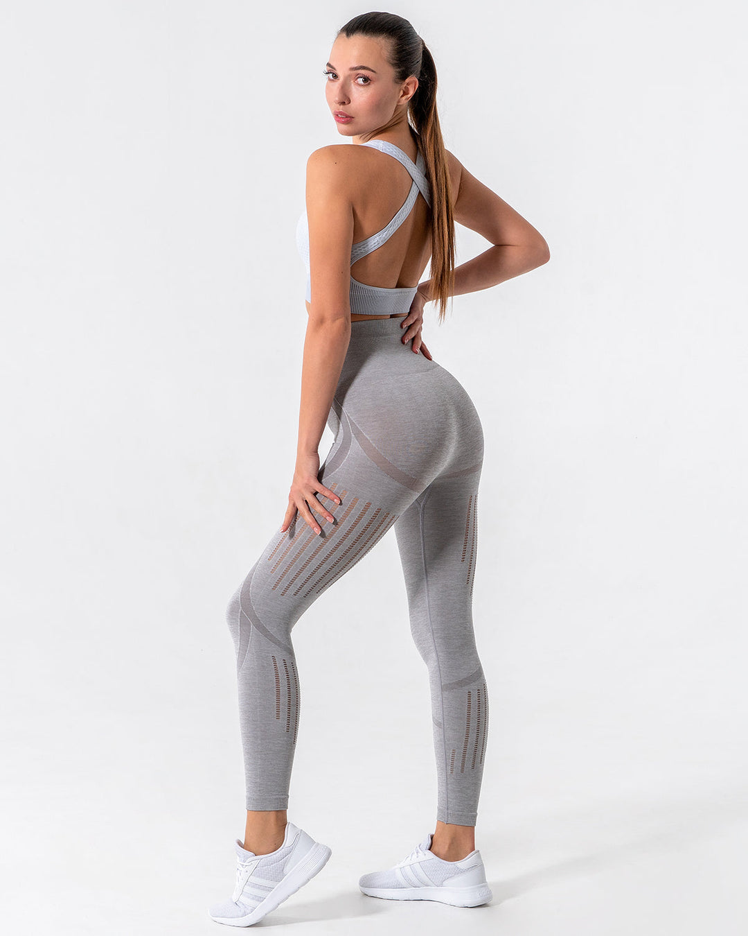 Nina Luxe Hollow Leggings - Grey