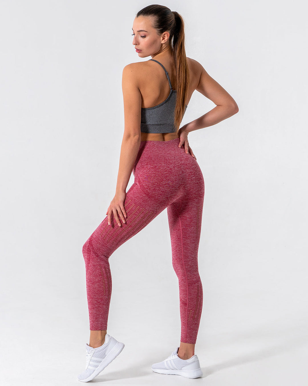 Nina Luxe Hollow Leggings - Red