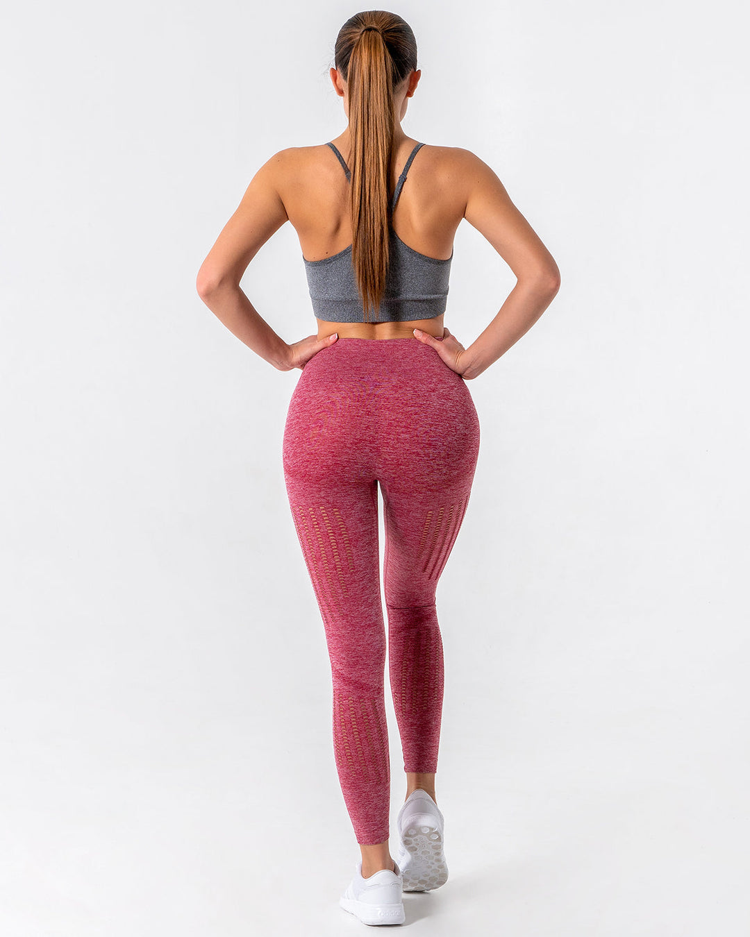 Nina Luxe Hollow Leggings - Red